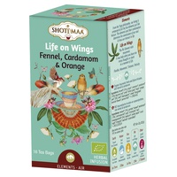 Chá de ervas ayurvédicas de Funcho, Cardamomo e Laranja - Life on Wings 16 saquetas de infusão de 2g - Haris Treasures
