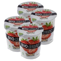 Pacote de iogurte orgânico sem lactose de morango 4 unidades - Biedermann