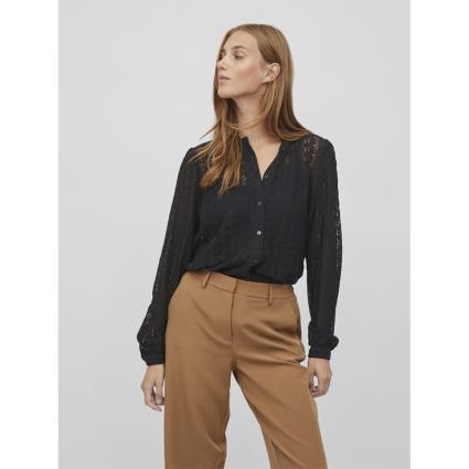 Vila Chikka Lace Long Sleeve Blouse Preto M Mulher
