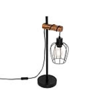 Candeeiro de mesa rústico preto madeira - STRONK