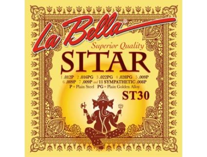 La Bella Conjunto de Cordas Sitar Aço Liso & Amp; Liga Dourada Lisa 01201600