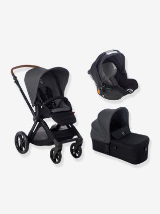 Combinado trio JANE, carrinho de bebé Muum + alcofa Micro + cadeira-auto grupo 0+ Koos iSize R1 preto escuro liso
