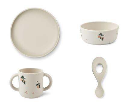 Cnjunto Jantar de silicone Vivi Peach Sea Shell Mix