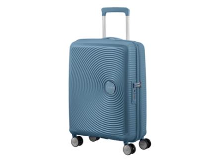 Mala De Cabine AMERICA TOUSRISTER Soundbox (55Cm - Expansível - 4 Rodas - 2,6 Kg) Azul Pedra