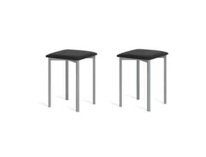 Banco de Cozinha PORTUS Baunilha (44x46x36 cm - Polipele - Preto - 2 Un)