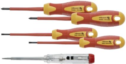 Conjunto de 4 Chaves Fenda + Busca Pólos c/ Isolamento (VDE 1000V) - HOGERT