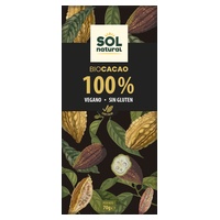 Chocolate 100% cacau puro orgânico 70 g - Sol Natural