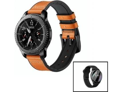 Bracelete + Película Honor Watch GS Pro G4M Couro e Silicone Premium Castanho e Preto