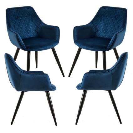 Presentes Miguel - Pack 4 Cadeiras Kres Veludo - Azul