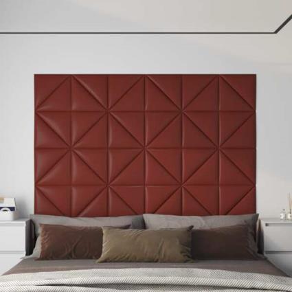 Painel Parede 12 pcs 30x30cm Couro Art. 1,08 M² Vermelho Tinto