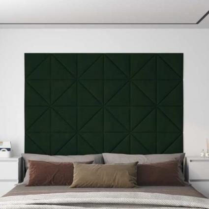 Painel de Parede 12 pcs 30x30 cm Veludo 1,08 M² Verde-escuro