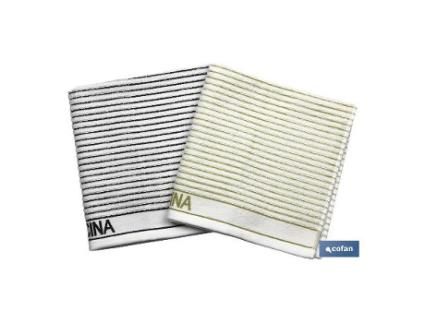 Pack 2 paños cocina 50x50 verde/negro modelo verdejo