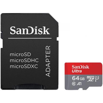 Cartão de Memória Kingston > 64GB Ultra Microsdxc 140MB/S+SD Adapter - SDSQUAB-064G-GN6IA