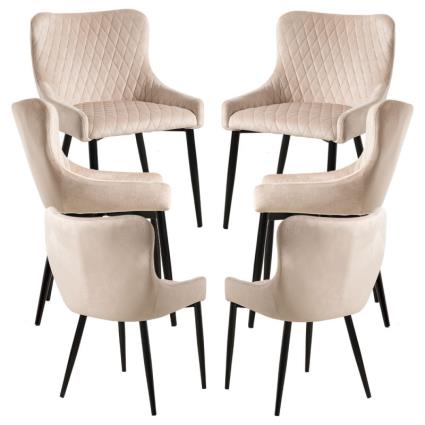Presentes Miguel - Pack 6 Cadeiras Sanda Veludo - Beige