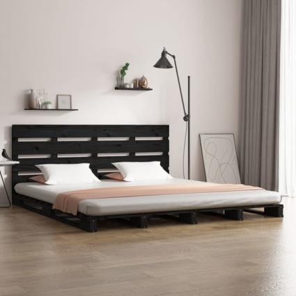 Estrutura de Cama 140x200 cm Madeira de Pinho Maciça Preto