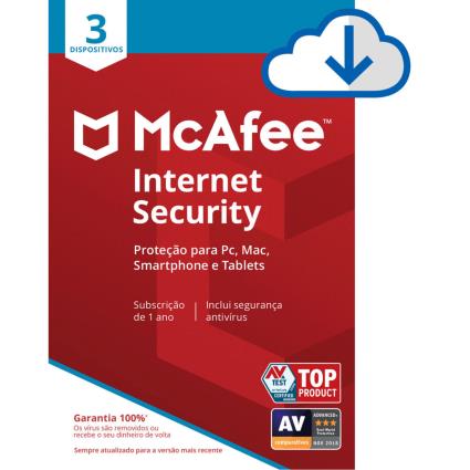 McAfee Internet Security - 1 Ano, 3 Dispositivos - Chave Digital
