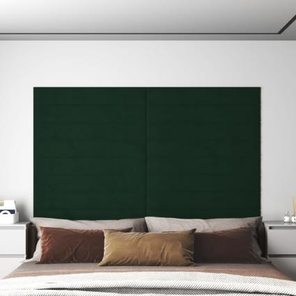 vidaXL Painel de parede 12 pcs 90x15 cm veludo 1,62m² cor verde-escuro