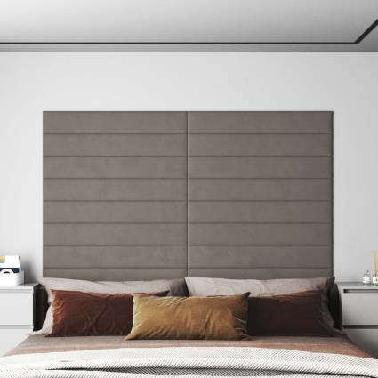 vidaXL Painel de parede 12 pcs 90x15 cm veludo 1,62 m² cor cinza-claro