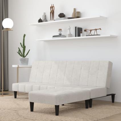 vidaXL Sofá-cama 2 lugares com banco tecido de microfibra cinza-claro