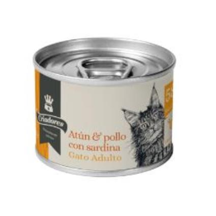Criadores Adulto Atum com Frango e Sardinha em patê lata para gatos