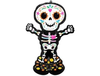 Adereço LIRAGRAM ESPAÑA Airloonz Giant Foil Balloon Esqueleto Dia Dos Mortos 88X132 Cm