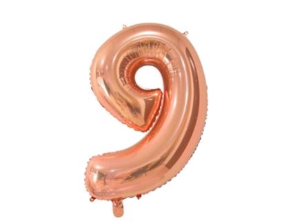 Balão WEFIESTA Foil Número 9 Dourado Rosa