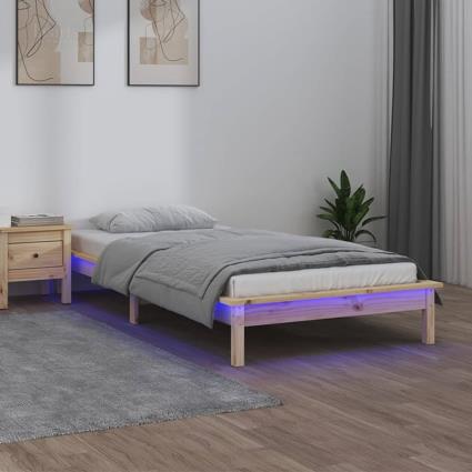 vidaXL Estrutura cama c/ LED pequena solteiro 75x190 cm madeira maciça