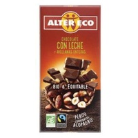 Chocolate ao leite orgânico e avelãs inteiras 100 g - Altereco