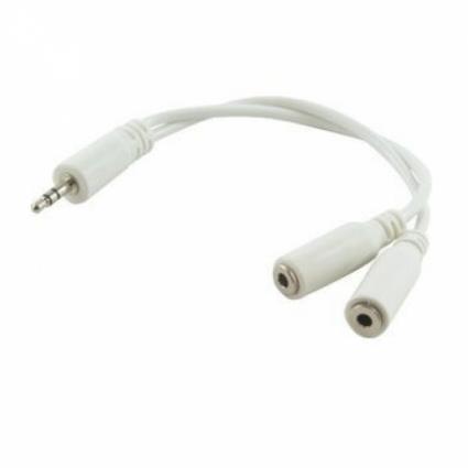 ADAPTADOR 2XJACK 3.5MM FEMEA PARA 1X JACK 3.5 TRRS MACHO BRANCO