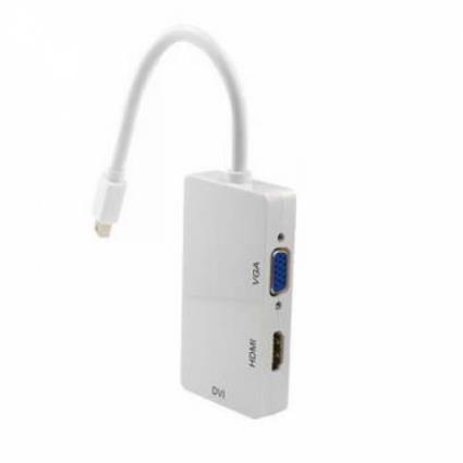 NBA408DVI CABO CONVERSOR MINI DP M PARA HDMI A F + VGA F + DVI-I F BRANCO