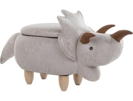 Tamborete em pele sintética cinzento claro TRICERATOPS