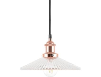 Candeeiro de teto em vidro e metal cor de cobre CURONE