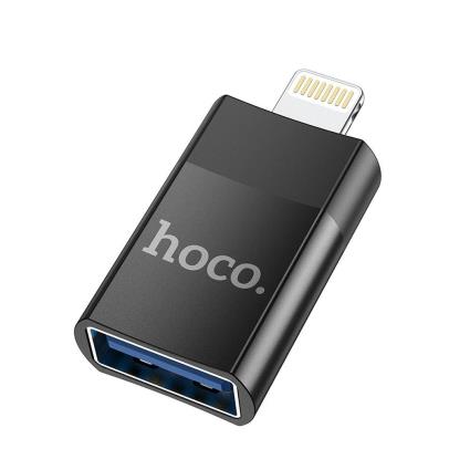 Adaptador Hoco Otg De Usb A Fêmea Para Lightning 8 Pinos Ua17 Preto