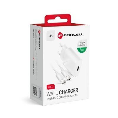 Carregador De Viagem Forcell Com Entrada Usb C Com Typ C - 3A 25W Com Função Pd E Qc 4.0