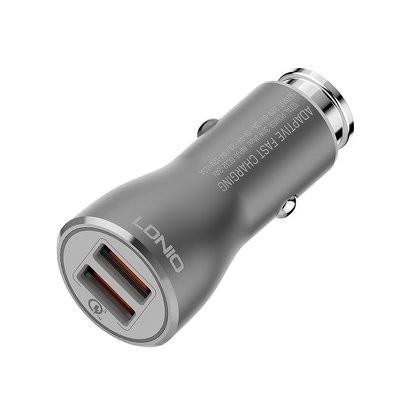 Carregador De Carro Ldnio C407Q Quick Charge 3.0 Com Entrada Usb Dupla 3A + Micro Usb