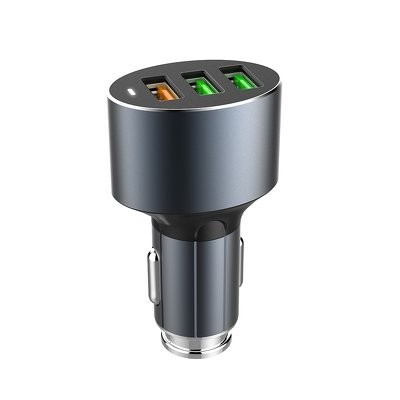 Carregador De Carro Ldnio C703Q Quick Charge 3.0 Com Entrada Usb Tripla 3A + Micro Usb Tipo C