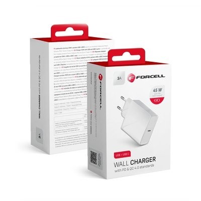 Carregador De Viagem Forcell Com Tomada Usb Tipo C - 3A 45W Com Função Pd E Quick Charge 4.0