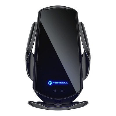 Suporte Para Carro Forcell Com Sensor Automático De Carregamento Sem Fio + Adaptadores Magnéticos Hs1 15W Preto