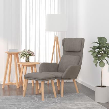 vidaXL Cadeira de descanso com banco veludo cinzento-claro