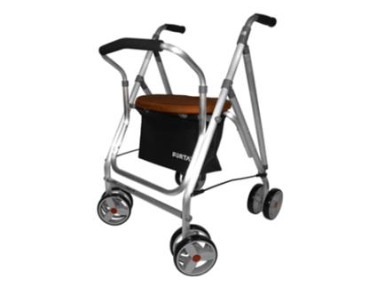 Andarilho com Assento FORTA Alumínio 4 Rodas Laranja Kanguro Hd