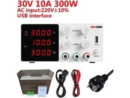 Fonte de Alimentação Dc Ajustável 30V 10A ALIN1261-1 (Branco)