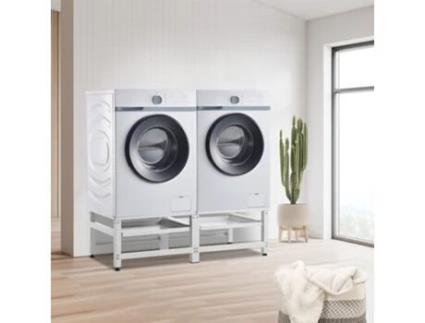 Suporte para Máquinas da Roupa [EN.CASA] (Aço - Branco - 124 x 54 x 37 cm)