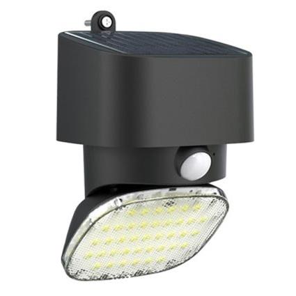 Elbat Foco Solar 2000LM - Luz Fria 6000K - Regulacion Vertical y Horizontal - Panel Solar 1W - IP65 - Color Negro