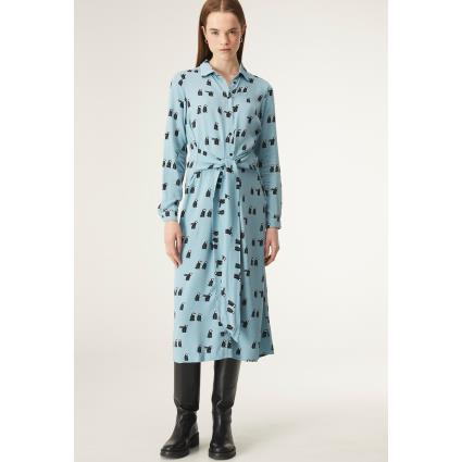 Compania Fantastica Vestido comprido, estampado animal, com cinto