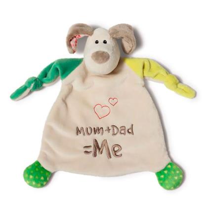 Nici Comforter Dog ´´mum+dad=me´´ 25x25 Cm Doudou