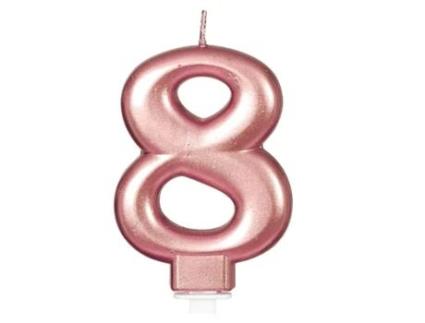 Vela GUIRCA Metálica Dourada E Rosa Número 8, 8 Cm
