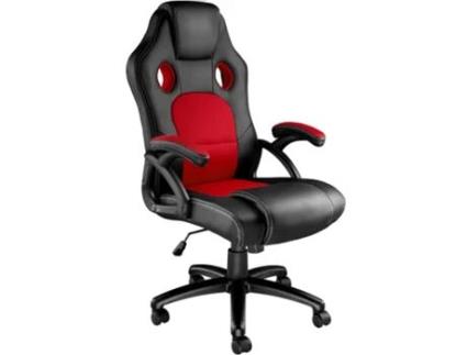 Cadeira De Escritório Tyson TECTAKE (Preto/Vermelho - Couro sintético - 65 x 66 x 121.5 cm)