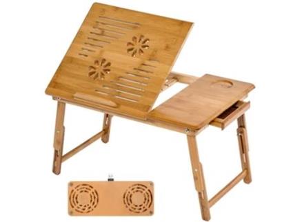 Mesa Para Portátil De Bambu TECTAKE (Castanho - Madeira - 55 x 35 x 26 cm)