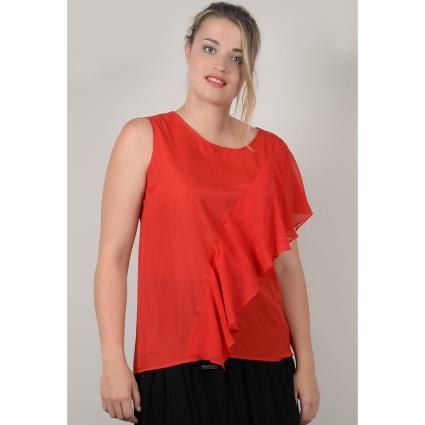 Blusa com gola redonda, sem mangas