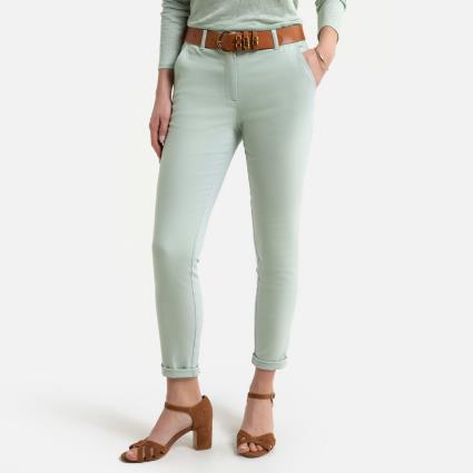Calças direitas chino, sarjado stretch